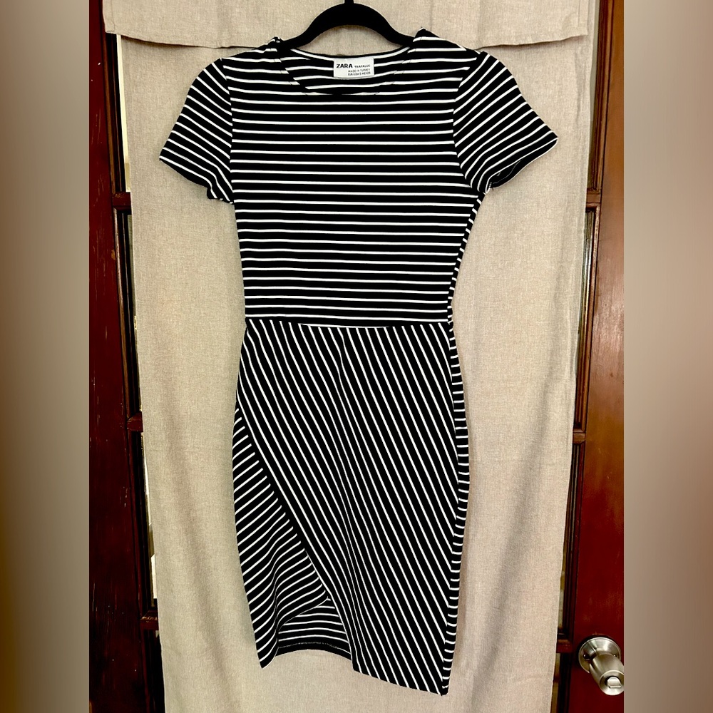 Zara trf midi asymmetrical striped dress